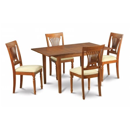 5Pc Set Picasso Table With 12 In Butterfly Leaf And 4 Plainville Padded Seat Chairs